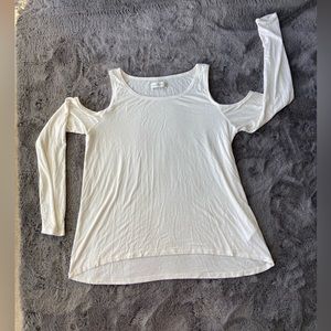 Shoulder cut out Long sleeve cream shirt